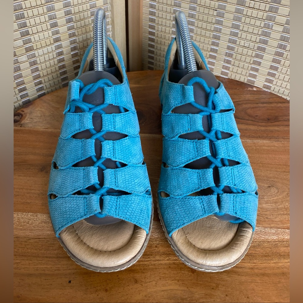 🔶 Earth Sandals Plover Gladiator Turquoise Leather Open Toe Lace Up Size7.5